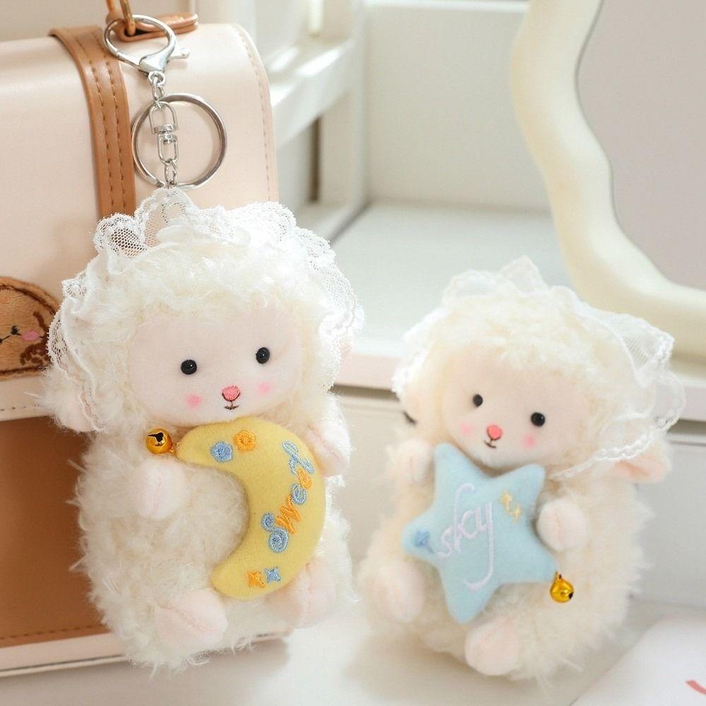 Cute Little Lamb Dolls Pendant Soft Fluffy Sheep Keyring Lovely Lamb Plush Keychain  Gifts