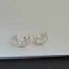 925 Sterling Silver Simple Hollow Magic Moon Stud Earrings Women Fashion Charm Wedding Party Jewelry Accessories Gift