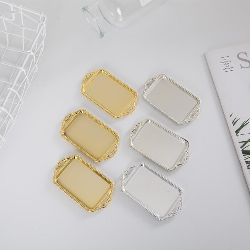 5Pcs BPA Free Vintage Rectangular Cake Plates Lightweight Plastic Cupcake Dessert Serving Trays for Tea Party Event