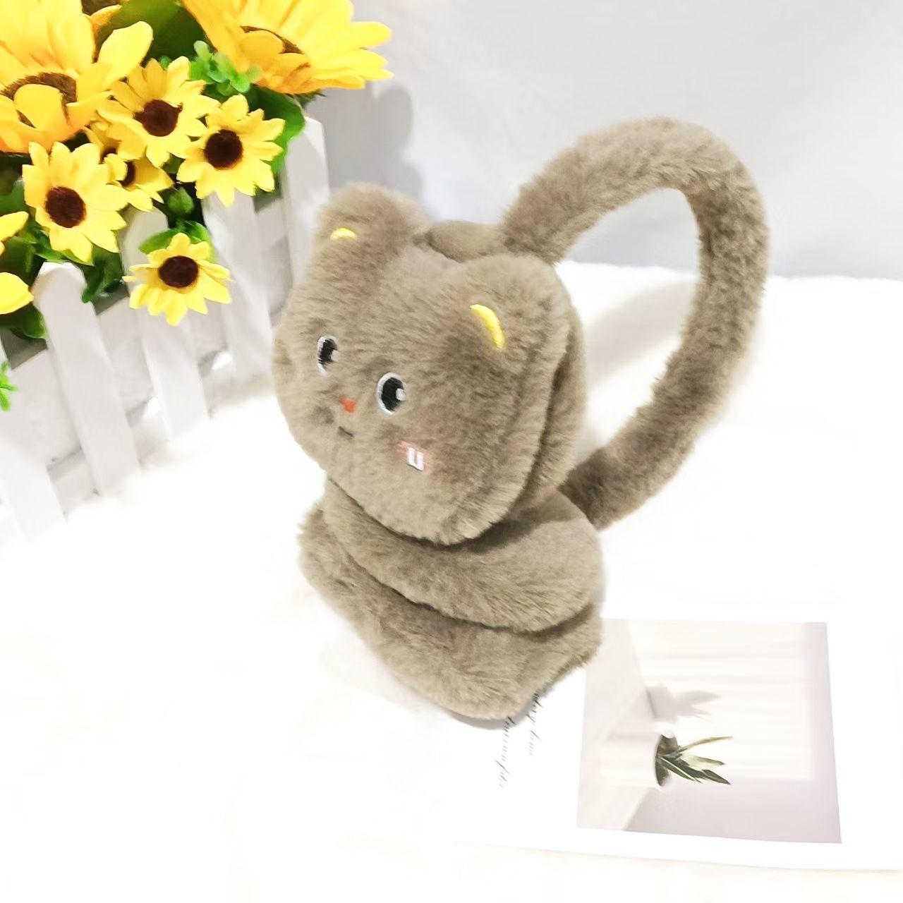 

Милые плюшевые наушники в виде маленького медвежонка для детей, мультяшная защита ушей для мальчиков и девочек на зиму темно-коричневого