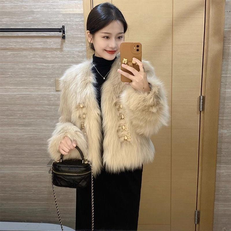 Luxury Faux Fur Coat Women Winter Warm Jacket High Quality Fashionable Outerwear Elegant  Coat