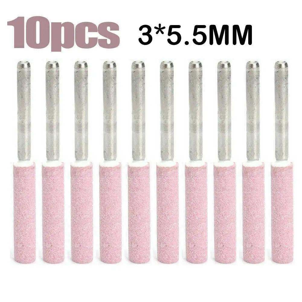 10 Pack 4.8mm Chainsaw Chain Grinding Heads Cylindrical Shape Chrome Steel For 325 Pitch And 8 Pitch Chains On Power Grinders