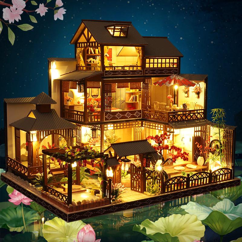 Jiate P006 Yaquan Garden DIY Log Cabin: Japanese-Style Handmade Model Villa