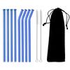 11Pcs Glass Straw Reusable Drinking Straw Borosilicate Glass Tube Straws for Drinks Cocktail with Cleaning Brush Bar Accessories