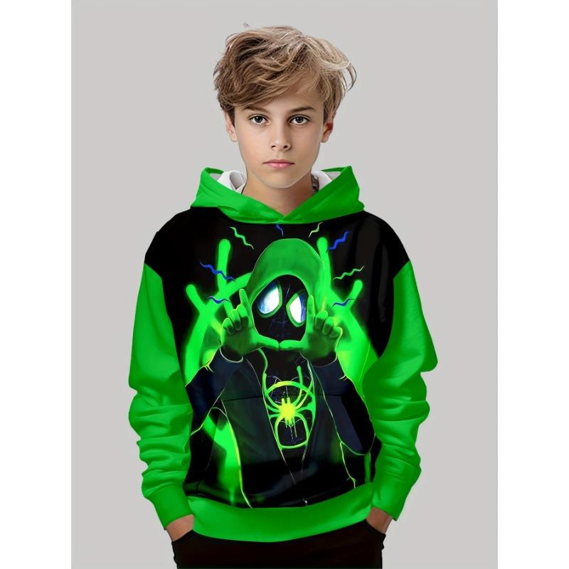 Boys' Halloween Pumpkin 3D Print Hoodie Outdoor Sportswear with Pockets Long Sleeve Spring Autumn Outdoor Pullover Childs Tops
