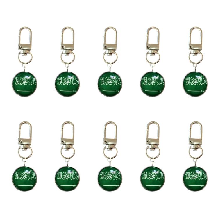 10PCS/Lot Trend Football Keychains Feature Bright Country Flags Rustproof Alloy And Glass Backpacks Decoration