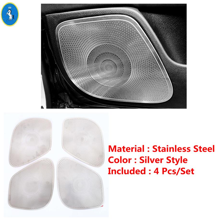 LHD RHD For KIA Stinger 2018     Interior 4 Door Audio Speaker Loudspeaker Frame horn Decoration Cover Trim Silver Style
