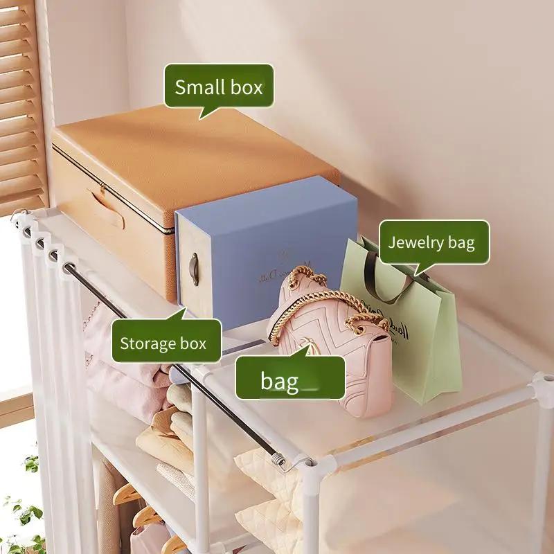 Thickened Steel Pipe Reinforced Cabinet 1pc Modern Simple Style Assembled Sturdy Durable Furniture for Rental Housing Storage