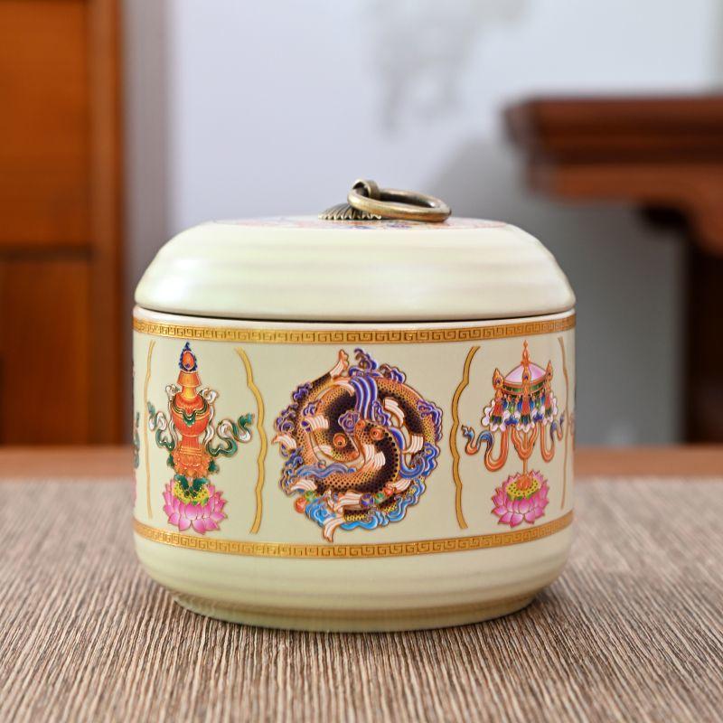 Creative Painted Ceramic Tea Jar Flower Sealed Candy Jar Kitchen Moisture Proof Nuts Coffee Bean Medicinal Herb Storage Box New