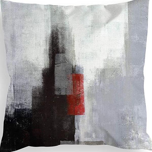 Popular Simple Geometric Abstract Red Black Striped Sofa Cushion Pillow Case Home Removable Washable