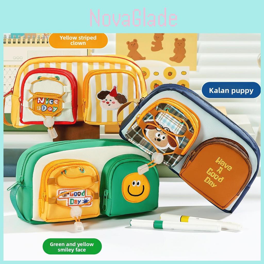 Cute Double Pocket Cartoon Pen Case With Removable Dividers For Students And Office Use