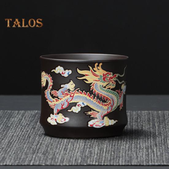 Teapot Chinese Dragon Phoenix Auspicious Zisha Clay Gongfu Tea Kettle for Loose Tea Hand-made Tea Pots with Unique Color-changing Effect Tea Lover's