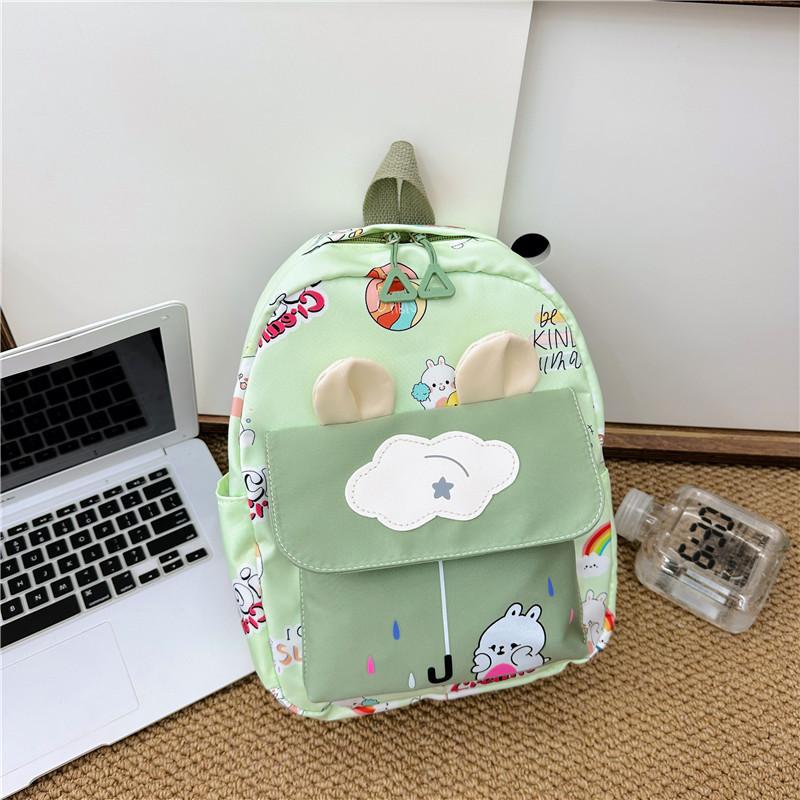 Kids Cartoon Animal Backpack With Cartoon Rabbit Print And Ear Designn For Kindergarten Daily Use