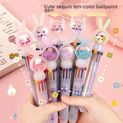 10-Color Ballpoint Pen: Creative Cartoon Multicolor Click Pen for Notes, Painting, and Gifts for Students