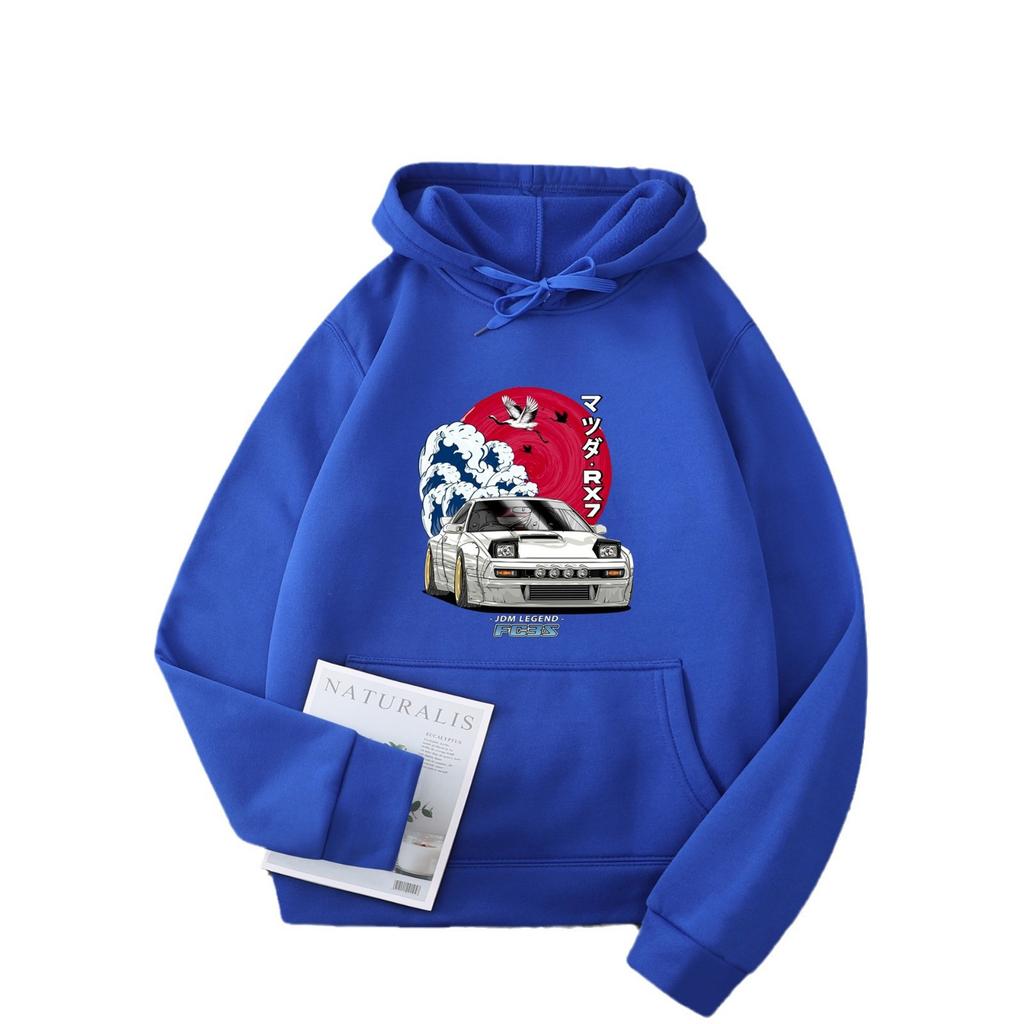 Hot selling anime anime head text D car hooded sweater men sweatshirt JDM car tide
