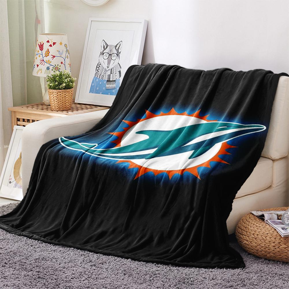 Miami Dolphins Print Flannel Blanket, High Quality Comfortable for All Seasons, Home Decor, Warmth and Comfort, Perfect for Christmas Gifts
