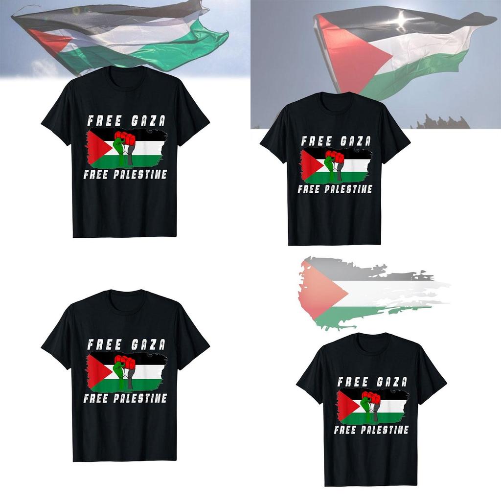 Free Palestine Cartoon Anime Short Sleeve T-shirt For Teenagers