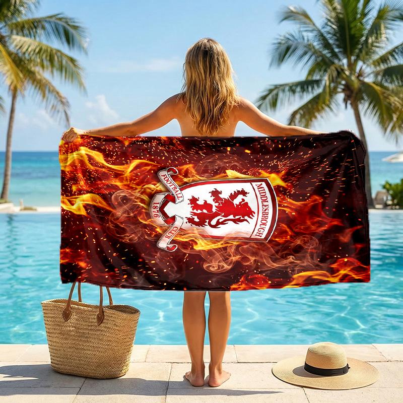 Middlesbrough FC print Quick Dry Beach Towel Microfiber Absorbent Portable Travel Swimming Towel