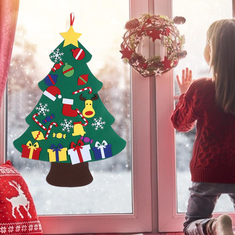 DIY Felt Christmas Tree Set Xmas Decorations Wall Hanging Ornaments Children Gifts Party