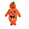 Children's Halloween Long-Sleeved Cushaw Shape Hooded Foot-Covering Romper