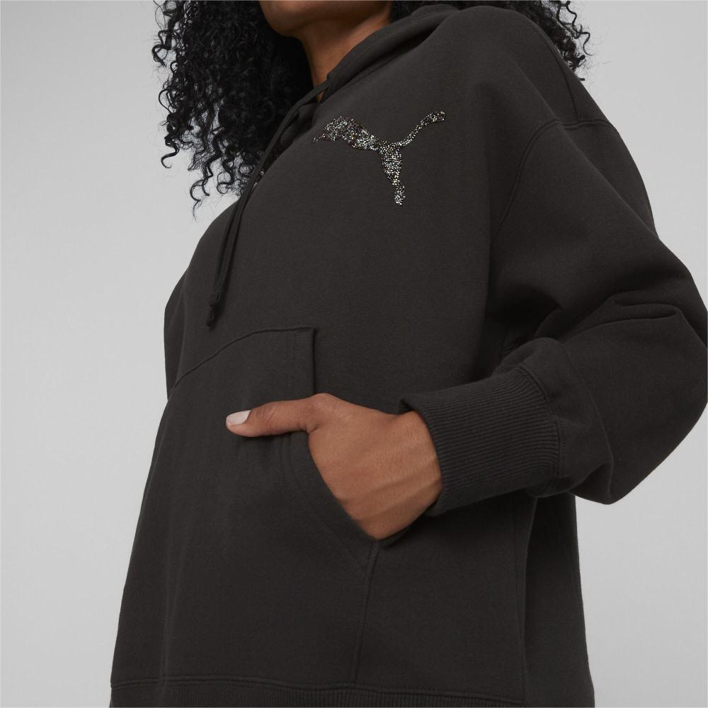 Puma Collaboration Logo Design Casual Loose Hoodie Long Sleeve Sweatshirt Women Sweatshirt Black 622250-01
