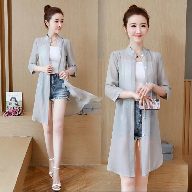 Women's Sun Clothing Lightweight Long UV Protection Jacket Summer Sunscreen Large Size Thin Jacket Female Chiffon Cardigan Coat 5XL