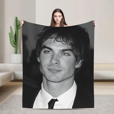 Damon Salvatore Blankets Camping Flannel Throw Blanket For Outdoor Warm Soft Quality Bedspread Gift