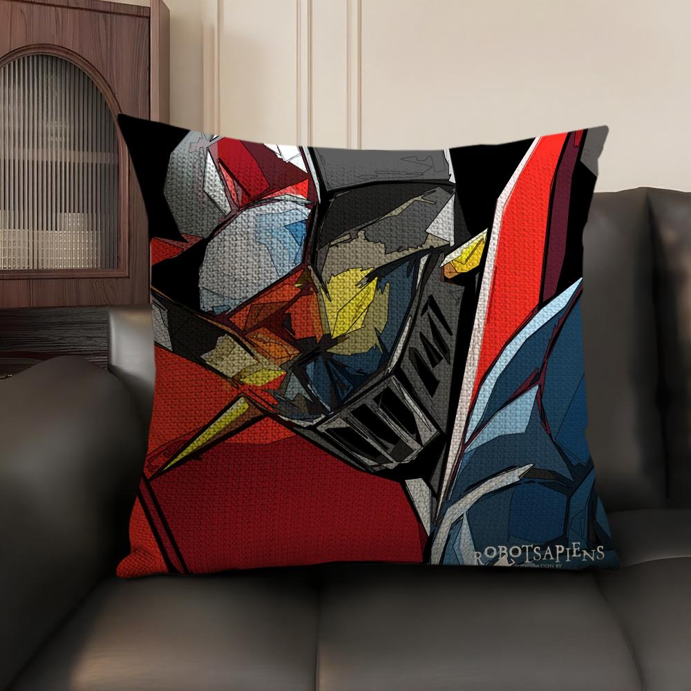 G-Goldorak Anime Cool Cushion Cover Natural Linen Organic Fabric Double-Sided Printing Sofa Home Decor Gift Pillow Case