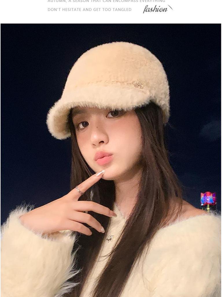 Plüsch-Baseballkappe im koreanischen Stil: Dick, Warm, Winddicht, für Großen Kopfumfang, Perfekt für Herbst- und Winter-Outdoor-Reisen.