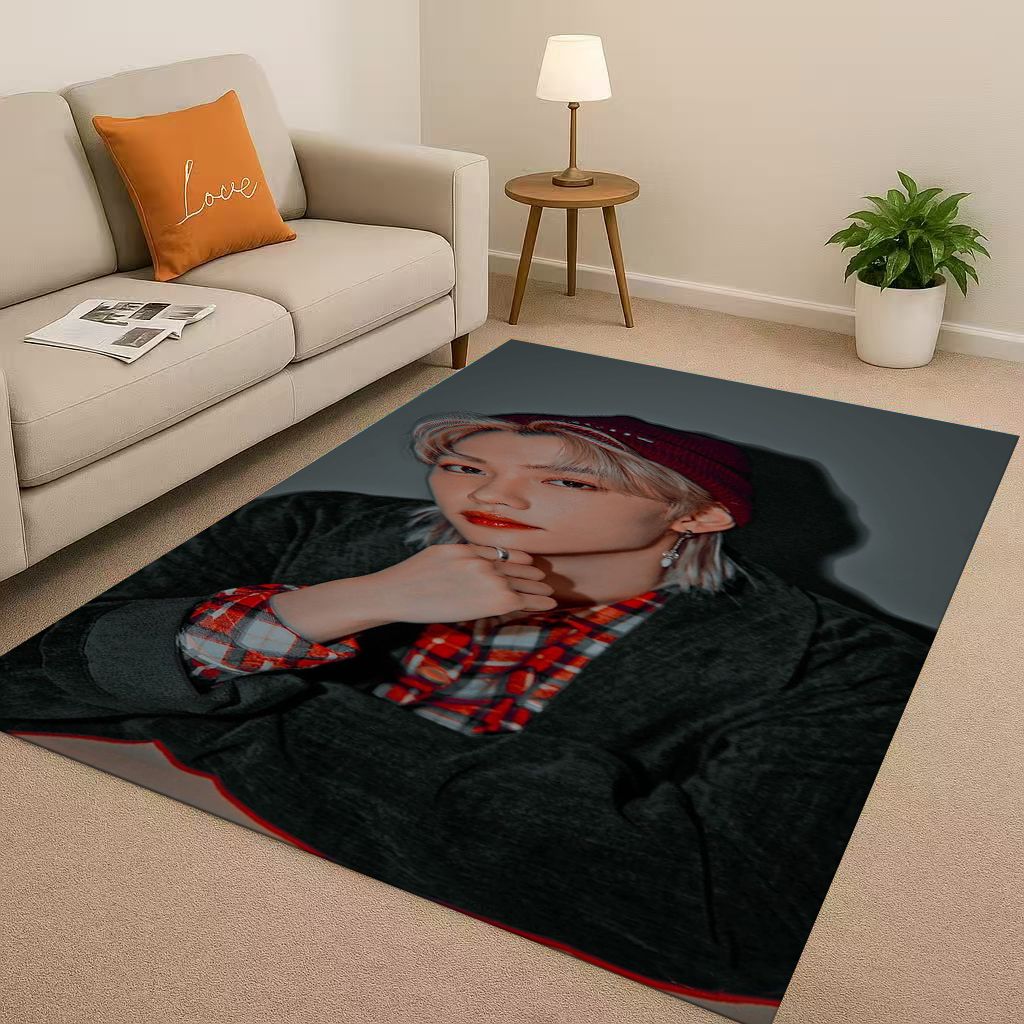 3D Kpop Felix Star Art living Room Non-Slip Area Rug Soft Carpet for Bedroom Playroom and Sofa,Easy Clean Home Decor Doormat