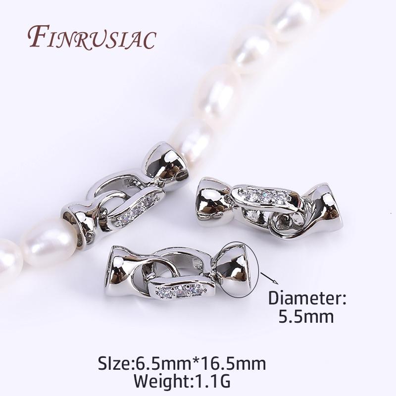 DIY Pearls Jewelry Fittings 18K Gold Plated Inlaid Zircon Lock Clasps Closure Fasteners For Beading Jewelry Making