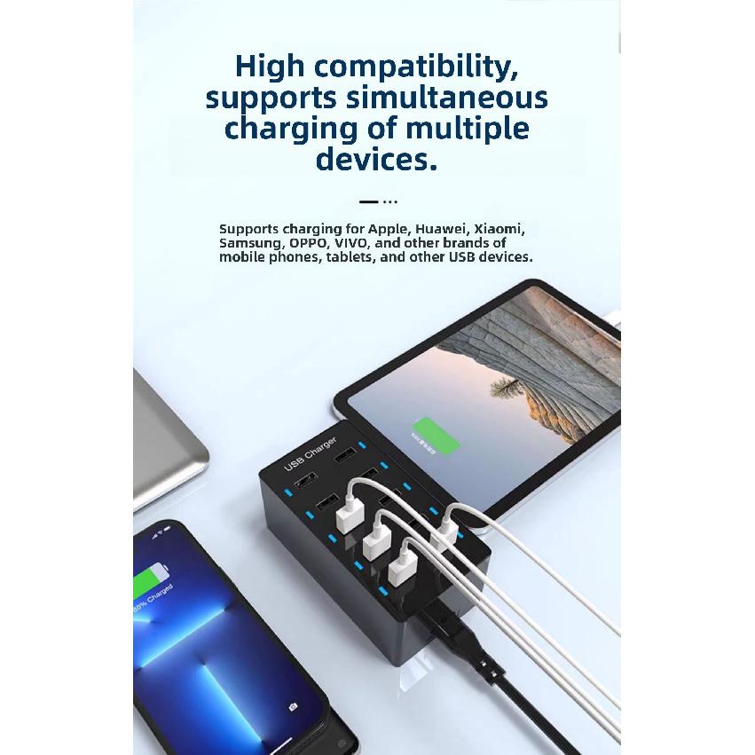 Earise | Multi-Function Multi-Port USB Charger 15 Ports