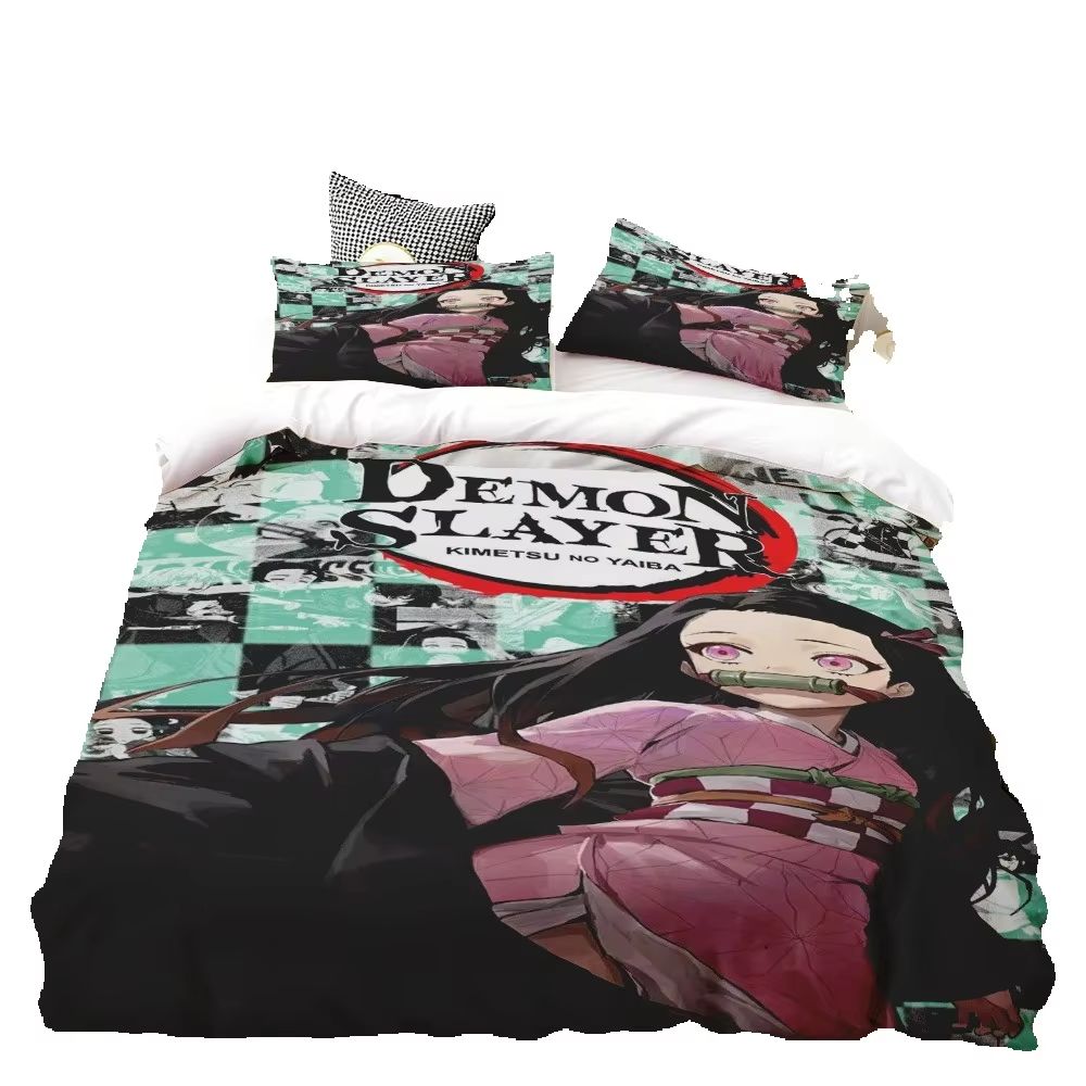 3D Hot sale anime Demon Slayer duvet cover and pillowcase kids' double bed bedding set home bedroom decor gift for boys Girl