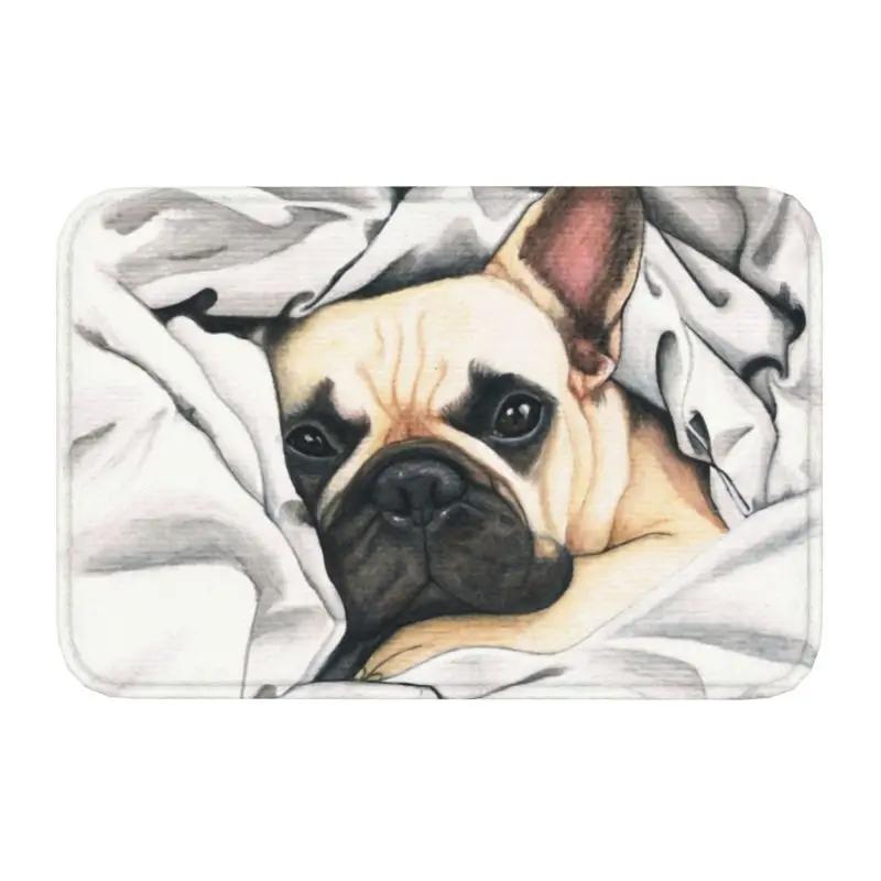 French Bulldog Door Mat with "NOPE" Funny Pattern Non-slip Entrance Rug for Home Decor Dog Lovers Collection