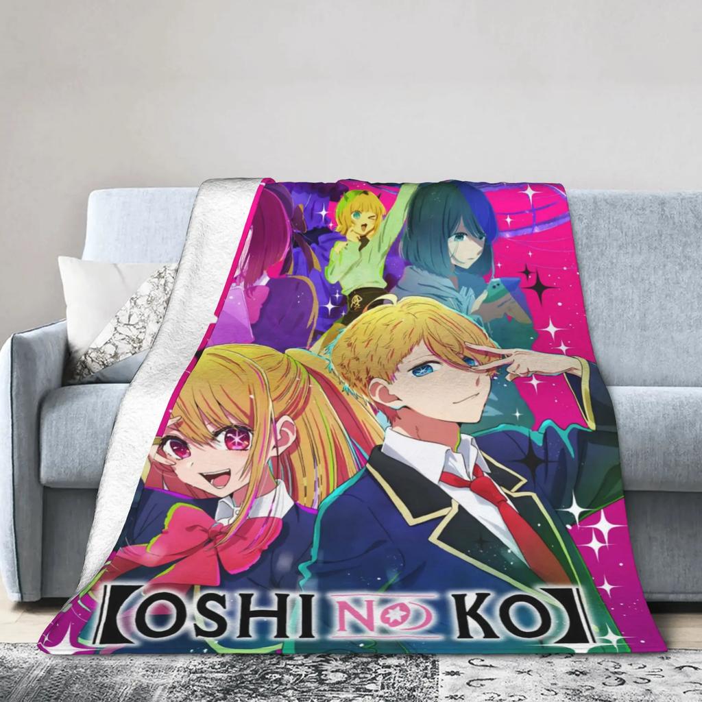 Oshi No Ko Anime Flannel Blanket Soft Durable Bedding Throw for Bedroom Sofa Bedspread Cover for Girls and Boys