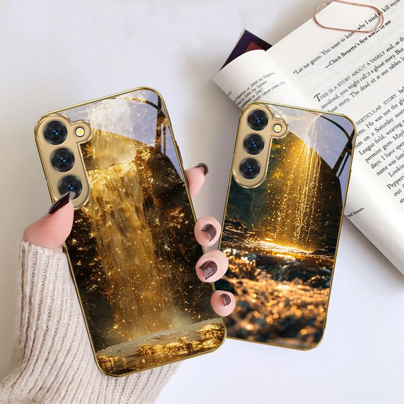 Wspaniałe krajobrazy Dla Samsung Galaxy S26 S20 FE S21 S22 S23 Plus S24 Ultra S25Ultra S21+ S22Plus Złote szklane etui na telefon