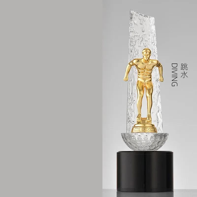 Customized Metal Figure Sculpture Crystal Trophy Basketball, Football, Running, Table Tennis, Martial Arts, Cycling, Golf Trophy