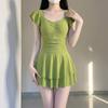 1011 New One-piece Swimsuit Women's High-end Sense of Thin Ins High-value Seaside Meat-covering and Thin Conservative Swimsuit