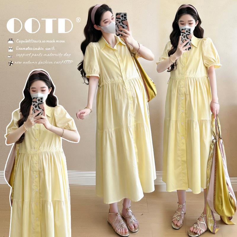 2026 Summer Fresh Maternity Nursing Dress - Trendy, Youthful, Slimming, and Loose Fit for Outings Medium жёлтый