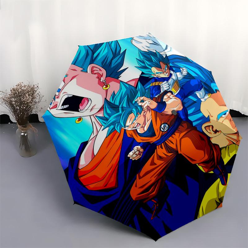 1pc Dragon Ball Z Goku Vegeta Automatic Folding Outdoor Umbrella - Portable 3-Fold Design with 8-Rib Iron Frame - Outdoor for Fans, Travelers, Da