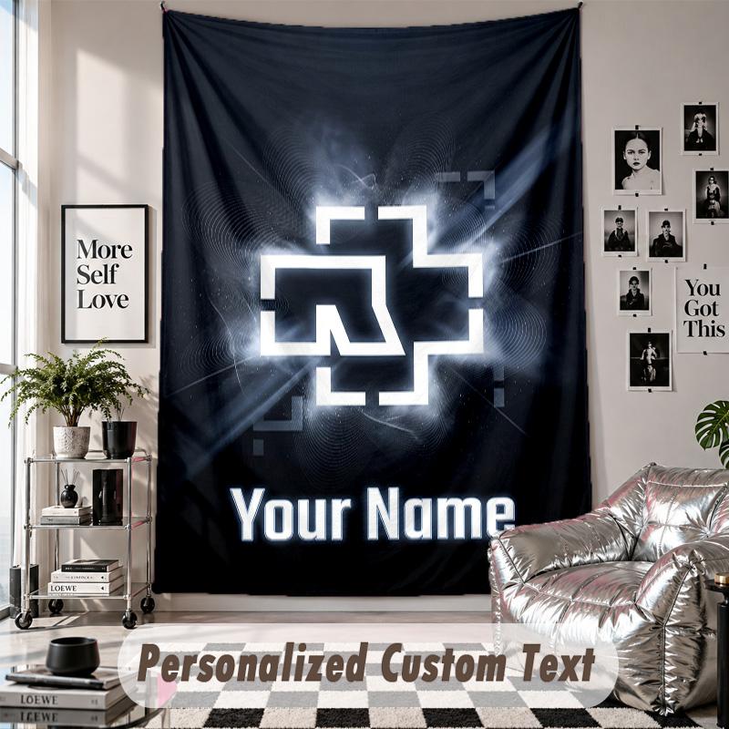 Wall Hanging Tapestry With Custom Name & Text, Rammstein Decorative Tapestry For Bedroom