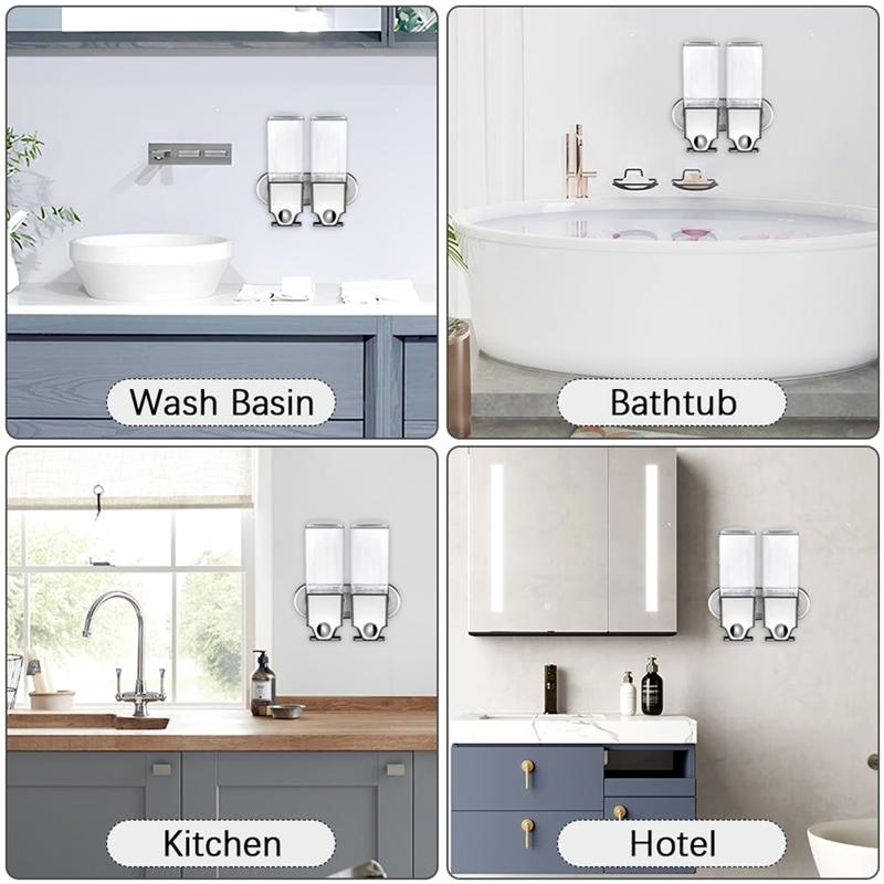 A25F-3In1 Chamber Wall Mounted Bathroom Shower Pump Dispenser And Organizer,Holds Shampoo, Shower Gel, For Bathroom Hotel