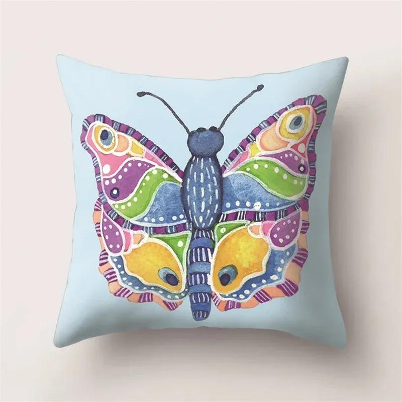 Beautiful Butterfly Print Decorative Pillow Cover Car Sofa Square Cushion Pillow Cover