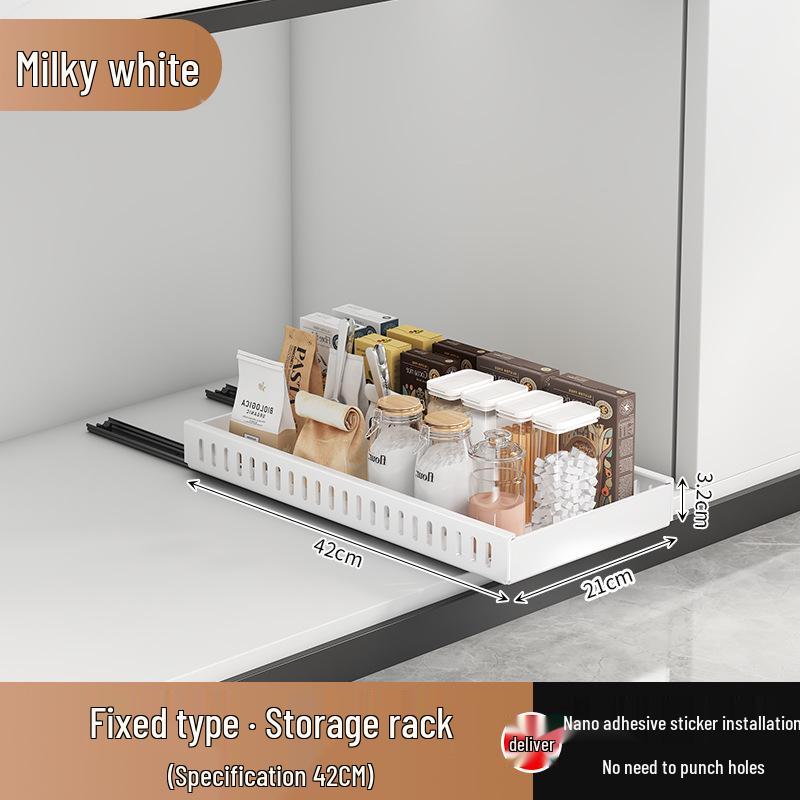 

Индивидуальный органайзер для кухонной посуды под раковину с выдвижной корзиной, держателем для крышек и полкой для разделочной доски.