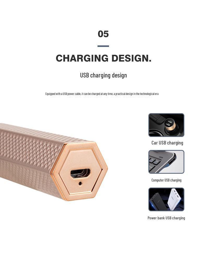 Damski elektryczny depilator w sztyfcie do twarzy, pod pachami i okolic intymnych - zawiera mini trymer do brwi