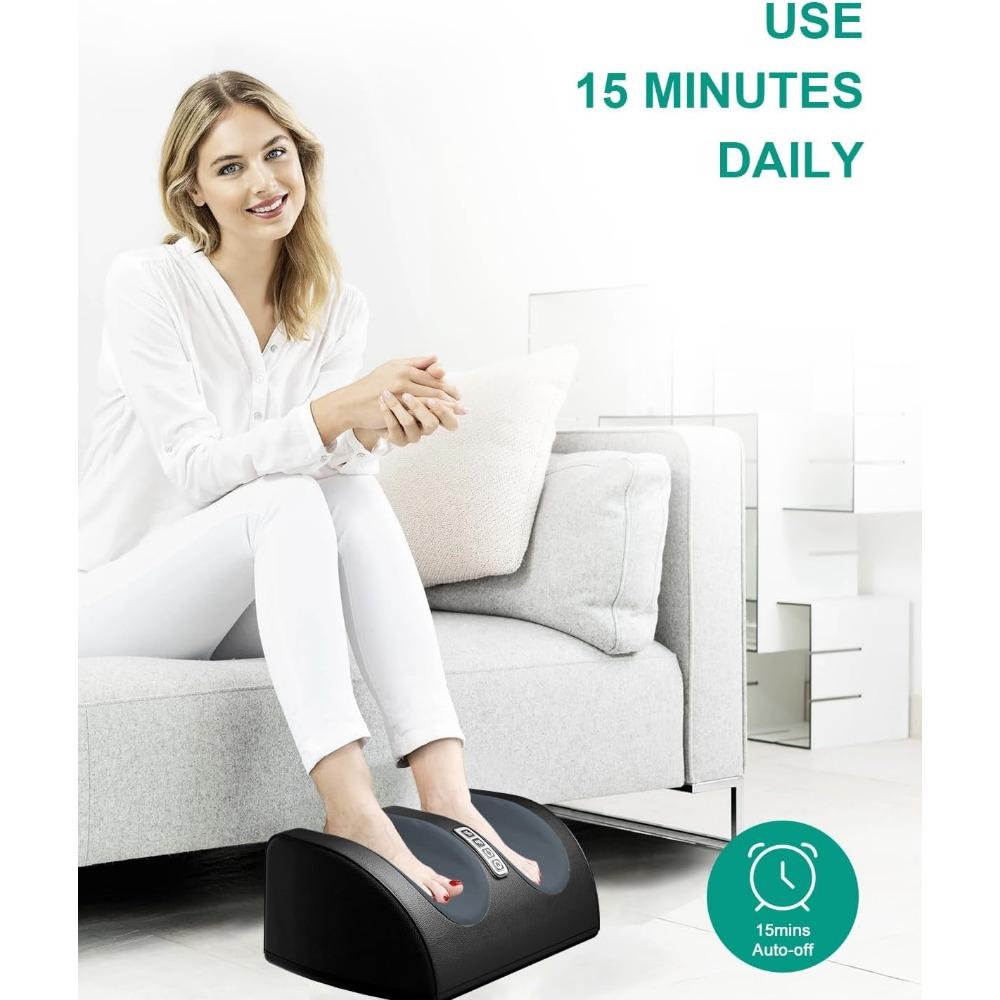 Foot Massager Machine with Heat, Foot and Calf Massager with Massage Roller, Pain Relief, Promotes Blood Circulation, Gifts for Women & Men