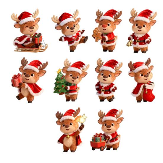Christmas Reindeer Hanging Ornaments 2D Wooden Reindeer Decorations Colorful Reindeer Ornaments