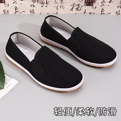 Vieilles chaussures en tissu de Pékin pour hommes, antidérapantes et résistantes à l'usure, d'âge moyen et âgées, légères et respirantes, travail d'étal, chaussures en tissu noir