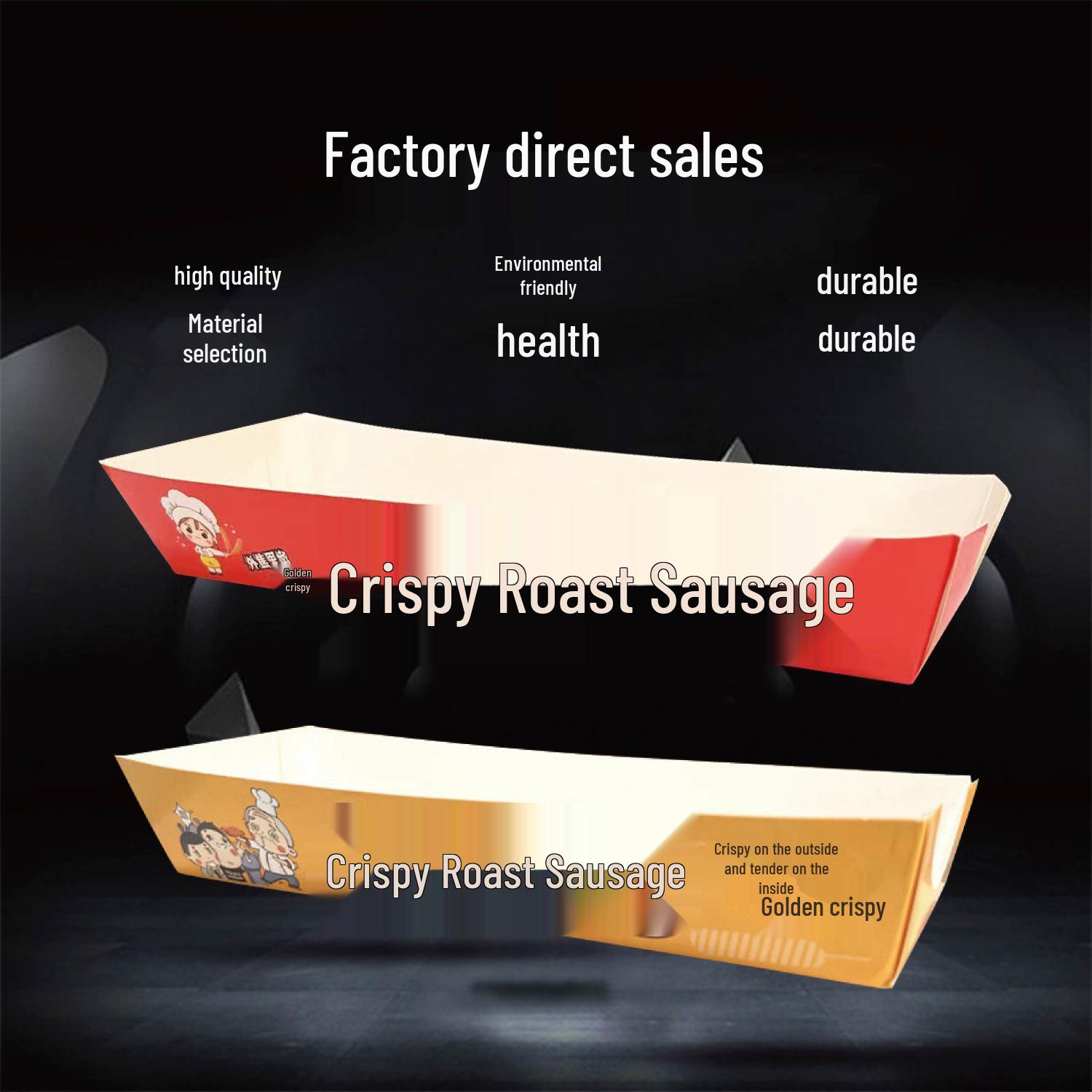

Disposable Packaging Box for 100g Grilled Sausages, Ideal for Crispy Skin and Street Stall Use Red, no lid, non-folding box
