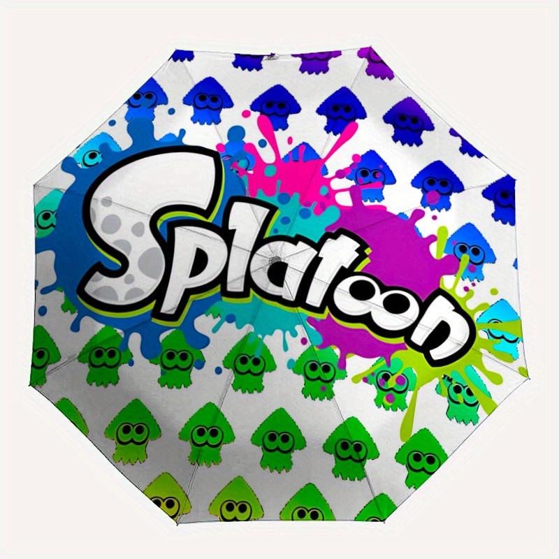 Splatoon? Automatic Windproof Folding Umbrella, Compact Travel Umbrella for All Occasions, Cartoon Portable Compact Umbrella a0823058